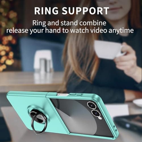 Knoowcase for Samsung Galaxy Z Flip 8 Case with Stand Shockproof Rotating Ring Holder Protective Cover Anti-Scratch Hard PC Shell compatible with Car Mount for Samsung Z Flip 8, Light Blue — view 4