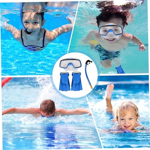 Kids Snorkel Set Adjustable Ergonomic Non-slip Snorkeling Gear High Transparency Kid Snorkel Set Includes Goggles, Fins, Tube Kids, Snorkeling Gear for — view 4