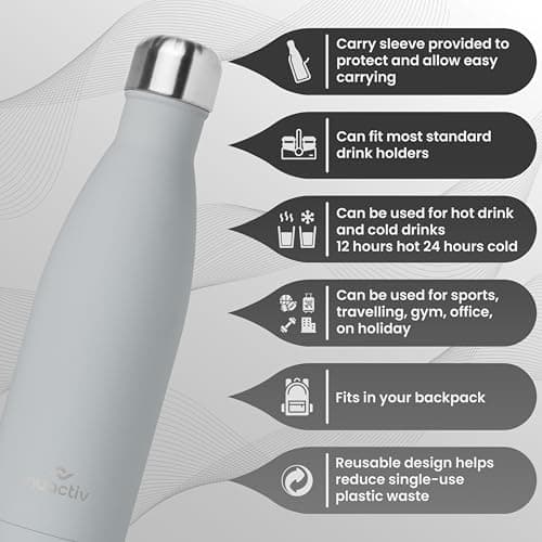 Nuactiv Stainless Steel Water Bottle 500ml Vacuum Insulated Metal Flask — view 4