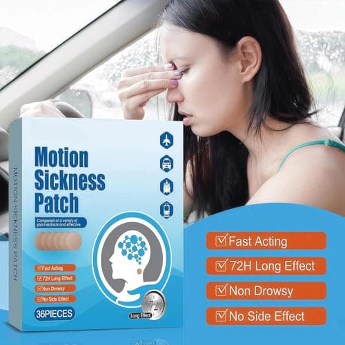 Motion Sickness Patches, 36PCS Travel Sickness Patches for Nausea & Vomiting Improve on Car, Boat, Cruise, Airplane Trips — view 3