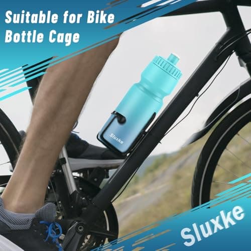 SLUXKE 24oz Bike Water Bottle 2Pack, 720ml Sports Squeeze Bottle Lightweight, Durable Cycling Water Bottle Fits Most Bike Cages — view 6