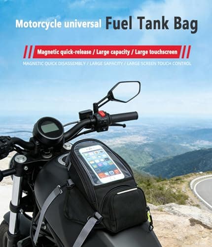 YSNFDN Motorcycle Tank Bag for Honda CBR 1100 XX CBR 1100XX, Waterproof Magnetic & Strap-On Motorcycle Fuel Tank Bag with Multi-Compartment Storage for Touring & Commuting,A — view 2