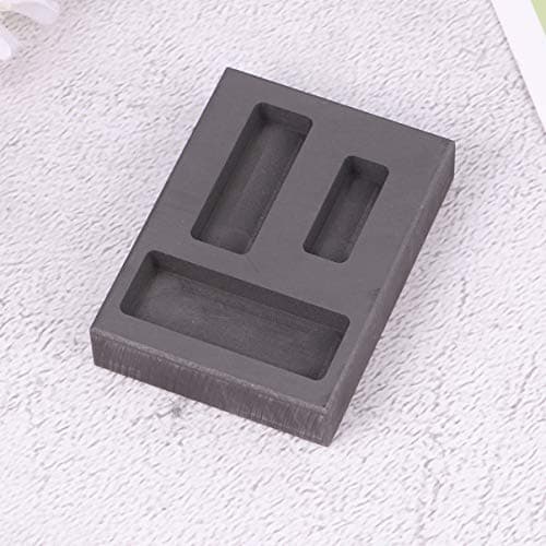Operitacx Graphite Ingot Mold Melting Casting Mould with Strong Acid and Alkali Resistance 3 Slots Molded High Purity Graphite for Gold and Non-Ferrous Metal Craft Suitable for Emergency — view 3