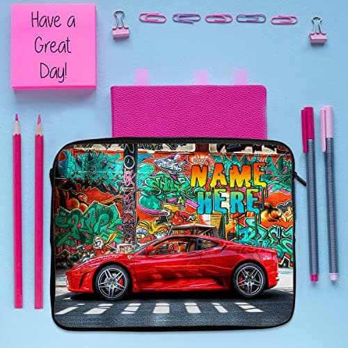 Personalised Race Car Tablet Sleeve Laptop Case Boys iPad Zip Pouch Protective Carry Travel Bag Racing Cars Birthday Gift ST465 (Medium 10” – 13.5”) — view 2