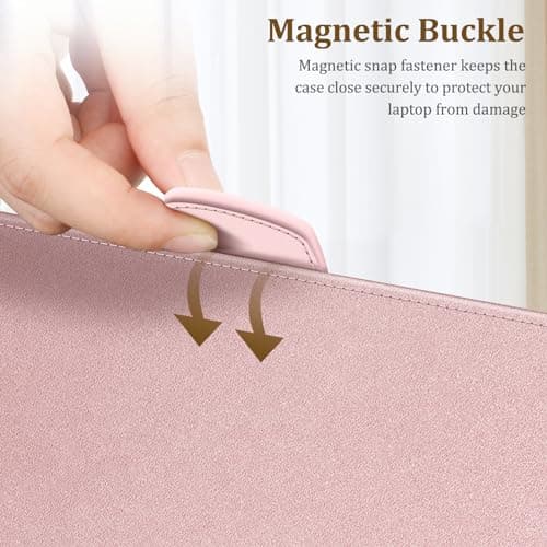 FINTIE Sleeve Case for 13.5 Inch Microsoft Surface Laptop 5/4/3/2 (Model: 1951/1868/1958/1950/1867/1769), Premium PU Leather Protective Folio Book Cover with Large Pocket, Rose Gold — view 5