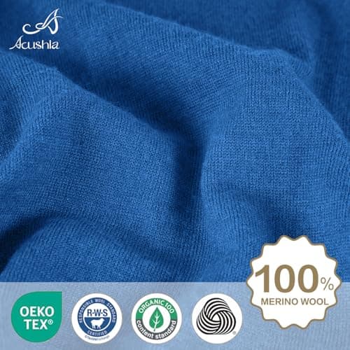 ACUSHLA 100% Merino Wool Neck Gaiter, Ski Mask Neck Warmer Unisex, Cyan — view 4