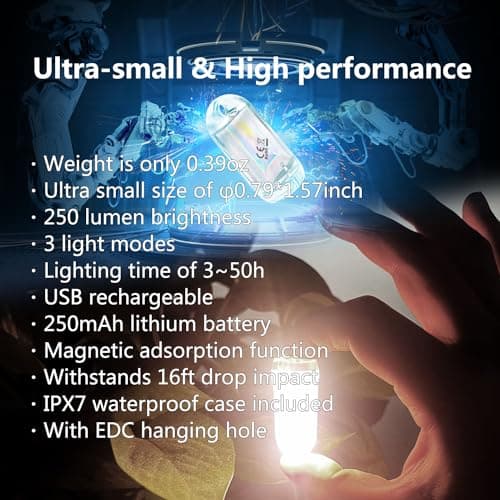 SROOS 2PCS MINI LED Lantern Torch, Rechargeable Waterproof EDC Keychain Small LED Flashlight for Camping, Portable Magnetic Small Stick Lamp Torch Light(2PCS Warm White) — view 2