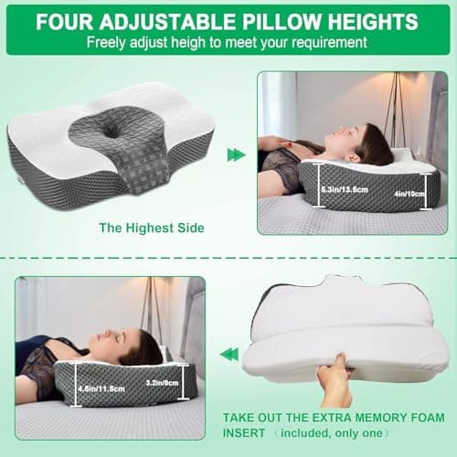 Elviros Adjustable Height Cervical Neck Pillow for Neck and Shoulder Relief — view 4