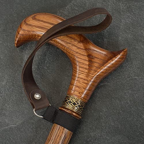 Asterom Handmade Leather Cane Strap - Stylish Wrist Strap for Canes and Walking Sticks, Brown, 1 Count (Pack of 1) — view 5