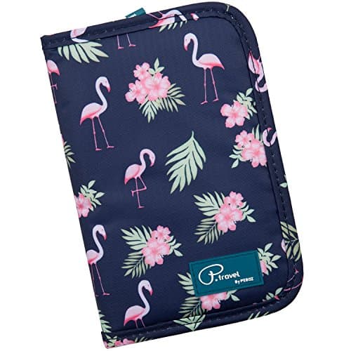 ManKn Family Passport Holder Document Organizer, Waterproof Flamingo Print Travel Wallet Purse Ticket Credit ID Card Cash Pouch Holiday Money Bag for Men Women