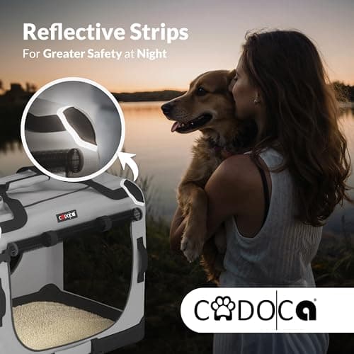 CADOCA Dog Crate Carrier, Car Foldable Travel Cage + Bowl, XXXL Grey — view 6