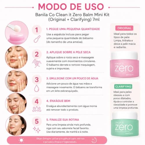 BANILA CO Clean it Zero Cleansing Balm Starter Kit | Vegan Korean Makeup Remover, Hydrating and Nourishing Facial Cleanser Wash | Travel Size (7ml x 2ea) — view 5
