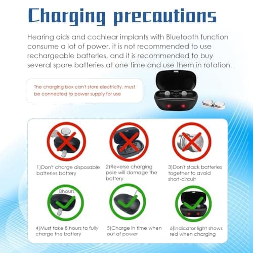 Rechargeable Hearing Aid Batteries and Battery Charger, Hearing Aid Charger Travel Case with 6 Pack 675 Batteries (Charger + 6 Pack 675 Batteries) — view 5