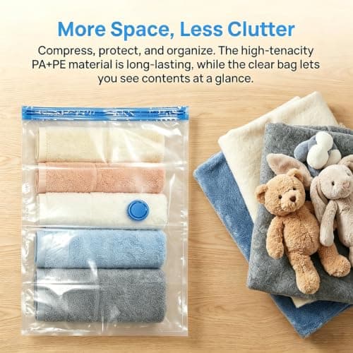 3 Pcs Space Saver Bags Vacuum Storage Bags Small Compression Zipper Storage Bags Vacuum Pack Bags for Clothes, Vacuum Bags for Clothes Travel Home, with Airtight Valve, 70 x 50 cm — view 3