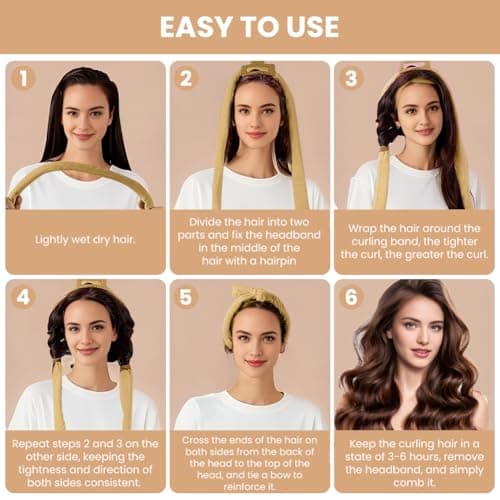 BUTBU Heatless Curlers Headband, 7PCS No Heat Hair-Curlers and Rollers — view 6