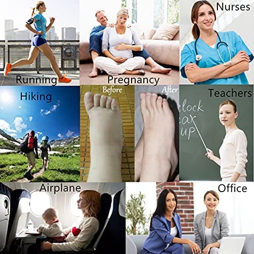 Zingso Compression Socks for Women Men, 2 Pairs 20-25mmHg Knee High Socks Compression Stockings for Sport, Athletic, Edema, Diabetic, Varicose Veins, Travel, Pregnancy, Nursing (L/XL, Blue Grey) — view 6