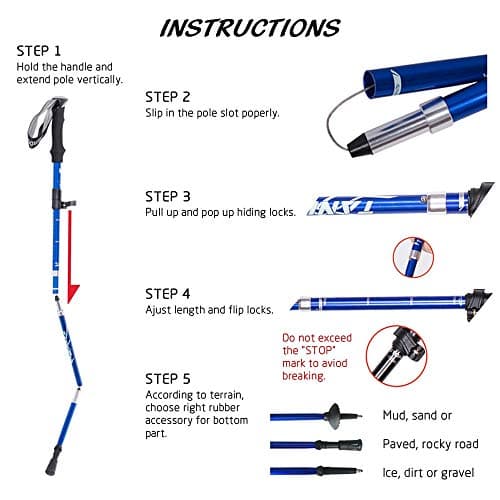 Wsobue Walking Pole-1 Pack Hiking Trekking Pole With Antishock and Quick Lock System, Telescopic, Collapsible, Ultralight Foldable Hiking Walking Stick for Seniors Women Men (Purple-1 PACK) — view 4