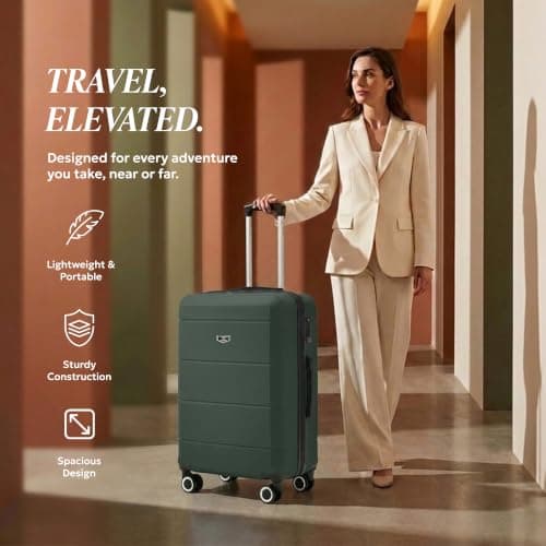 LUGG 24 Inch Jetset Suitcase Hard Shell Case 4 Wheel Travel Bag Lightweight ABS Material with TSA Lock Approved for Travel with easyJet, British Airways, RyanAir, Virgin Atlantic (65x44x25.5cm) — view 2