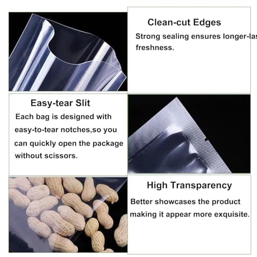 50Pcs Trasparent Vacuum Sealed Plastic Food Packaging Bag Commercial Grade Compression Storage Preservation Bag(13x18cm) — view 3