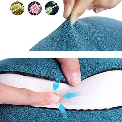 Adwnjsw Neck Pillow Sleep Kit - 100% Memory Foam Travel Pillow, Compact Carry Bag, U-Shaped Airplane Car Flight Pillow, Breathable and Comfortable 360-Degree Head Support (Color : Blue) (Brown) — view 4