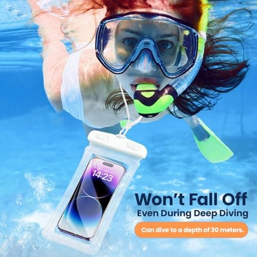 Guoxintech Waterproof Phone Pouch 2 Pack, IPX8 Submersible Underwater Phone Case with Airbag for iPhone 16 15 14 Pro Max and Samsung S25 S24 Ultra, 7 Inch Transparent Dry Bag for Swimming, Snorkeling — view 5