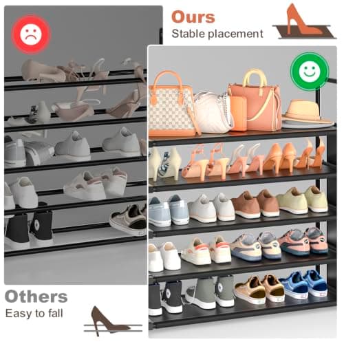 OYREL Shoe Rack 5 Tier 20-25 Pairs Shoes, Large Shoe Storage with Side Bag — view 6