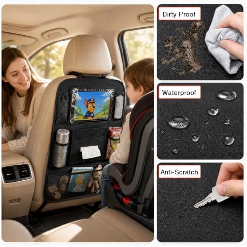 Hounyou 2 Pcs Car Seat Organiser, 40x60cm Car Storage Organiser Back Seat, Road Trip Essentials, with Tablet Holder, for Storage Toys, Books, Drinks — view 5