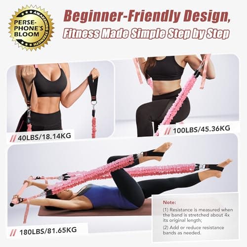 AlongSong Pilates Equipment, Resistance Band Set Men Women with Pilates Bar — view 2