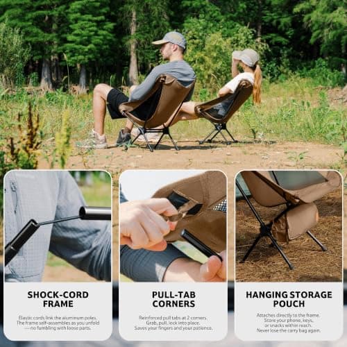 Naturheike YL08 Ultralight Camping Chair, Backpacking Chair with Anti-Sinking Feet, Portable Compact Folding Chair for Hiking Camping Fishing Outdoor — view 4