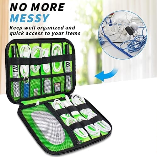 Miavers electronic organizer, electronic accessory pack, travel cable organizer, suitable for iPad Mini, hard drive, cable, charger (Navy Blue, Single Layer- Medium) — view 4