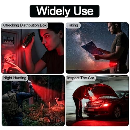 2 Pack LED Red Light Torch, Red Flashlight with Adjustable Focus Portable — view 3