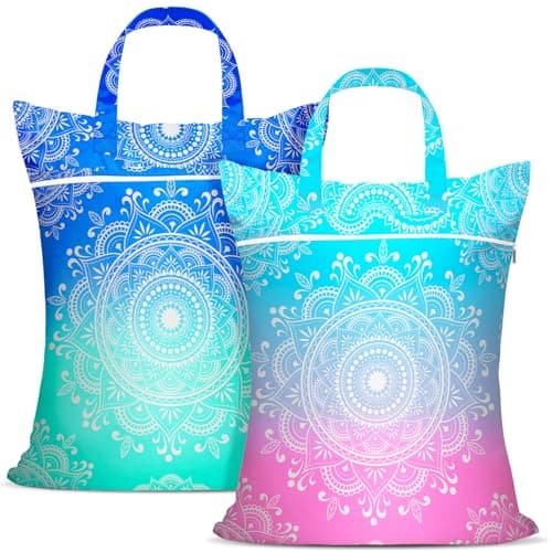 2 Pcs Large Travel Laundry Bags - Waterproof with Handle, Washable Dirty Clothes Bags for Travel, Wet & Dry Bag, Bathing Suit, Workout, Gym Clothes, Swimming Pool, College Dorm