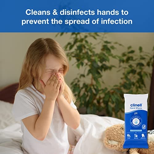 Clinell Antimicrobial Hand Wipes - Sanitising for Cleaning & Disinfecting, Travel-Friendly - Dermatologically Tested, Kills 99.99% of Bacteria & Viruses - Pack of 30, Blue — view 2