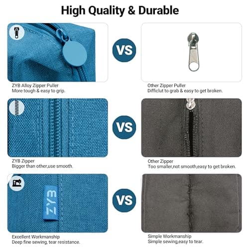 ZYB Pencil Case Large Capacity Pencil Case,Large Pencil Pouch with Compartments Handheld,Multifunctional Stationery Pouch Makeup Bag Gift for School Office Kids Girls Boys Adult Women Men-Teal — view 4