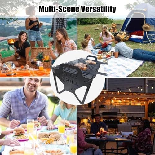 Slot Grill Portable BBQ, Collapsible BBQ Grills for Easy Storage Steel, Foldable Barbecue Tabletop Rack, Tool-Free Setup, Lightweight for Camping, Tailgating, Travel, Outdoor Cooking (High 25cm) — view 6