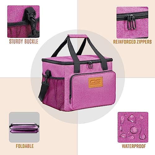 Insulated Portable Food Cooler Bag, Large Capacity, Waterproof, Lightweight, for Camping, BBQ, Travel, and Outdoor Activities (Pink, 24L) — view 2