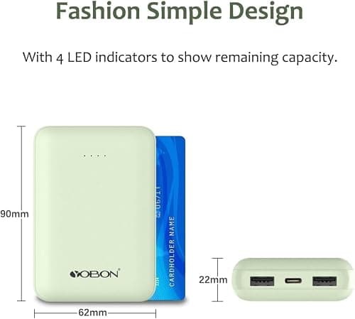 Mini Power Bank Fast Charging 10000mAh Battery Pack USB C Input & Output Portable Charger Portable Battery Bank Compatible with iPhone Smartphones Tablet and More (Green) — view 5