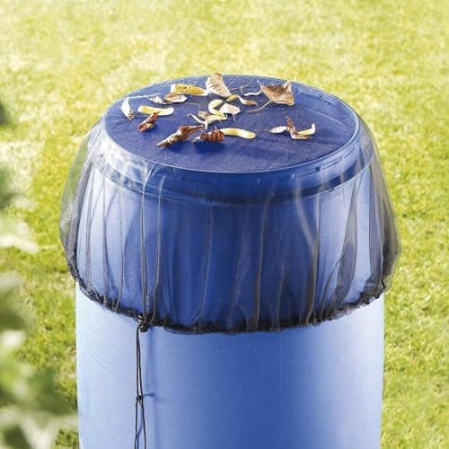 Barrel Net Cover - Bucket Tank Protector Mesh with Drawstring Eaves Protector for Outdoor Garden | Water Catcher to Prevent Fallen Leaves Tool Rain Leaf Filter with Drawstring for Reg — view 5