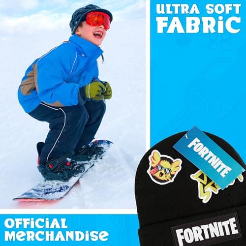 Fortnite Beanie Hat for Boys & Teens, Warm Knitted Winter Hat, Winter Accessories for School Travel Days Out, Gifts for Gamers (6-14 Years, Black) — view 4