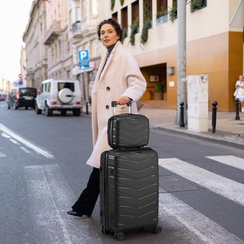 Karl home Luggage Set 2 Piece, 20in Carry-on with 12 Mini Case, Black — view 2