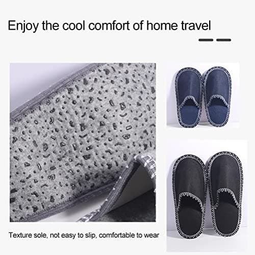 6 Pairs Disposable Fleece Felt Slippers, Portable Washable Non-Slip Slippers for Family Spa Guests Hotel Travel Beige XS Large for Women/Men — view 4