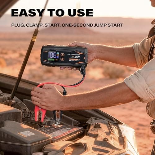 A2C Car jump starter, 12V jump starter power pack (up to 6.0L Gas Or 3.0L Diesel), 16800mAh Portable charger (PD/QC 3.0) with 3 USB C, Car battery charger with Jump Leads, LED Display and Light — view 4