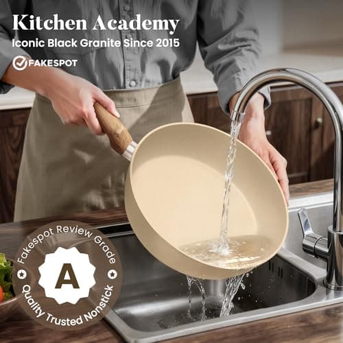 Kitchen Academy Induction Hob Pots and Pans Set Non Stick, Beige — view 4
