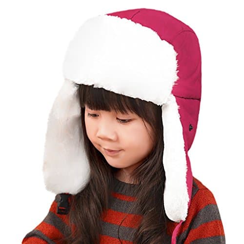 Moonlove Kids Winter Skiing Balaclava Cap Snowboarding Ski Winter Hat with Ear Flap Headwear for Children Boys Girls Rose Red — view 2