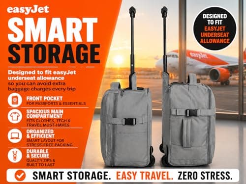 wowtravel Underseat Cabin Bag 45x36x20 Compatible with EasyJet, Lightweight 2 Wheel Trolley Case, Soft Shell Cabin Luggage Fits Under Seat, Small Carry On Travel Bag (Grey) — view 6