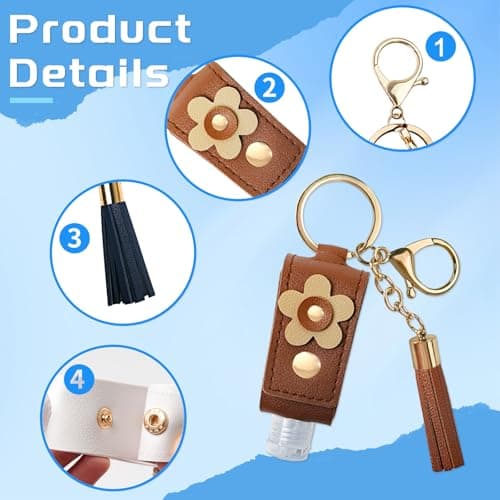GTILE - 4 Pcs 30ml Hand Sanitizer Keychain Portable Rechargeable Hand Sanitizer for Changing Pad Lotion Liquid Soap Shampoo Coffee Black White Navy M — view 3