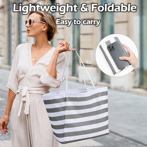 KALIDI Large Beach Bags for Women Holiday Essentials for Men Women's Totes Waterproof Beach Bag Travel Tote Bag for Pool Gym Shopping Travel Grocery — view 4
