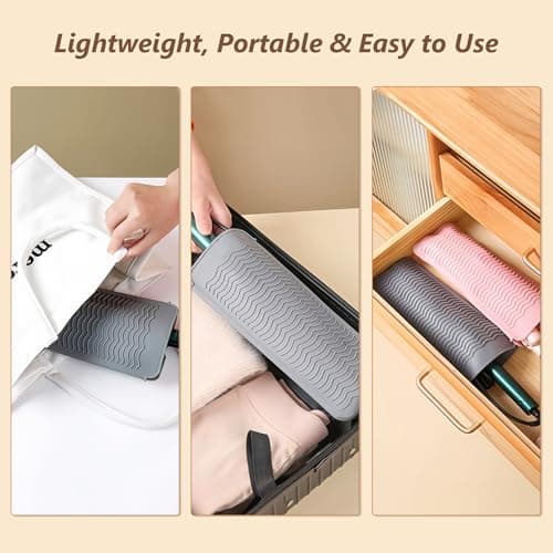 Flintronic Silicone Heat Resistant Mat, Heat Resistant Silicone Mat Pouch for Curling Irons, Heat Proof Protection Mat for Travel Home Salon Flat Iron Hair Styling Tools, Black — view 4