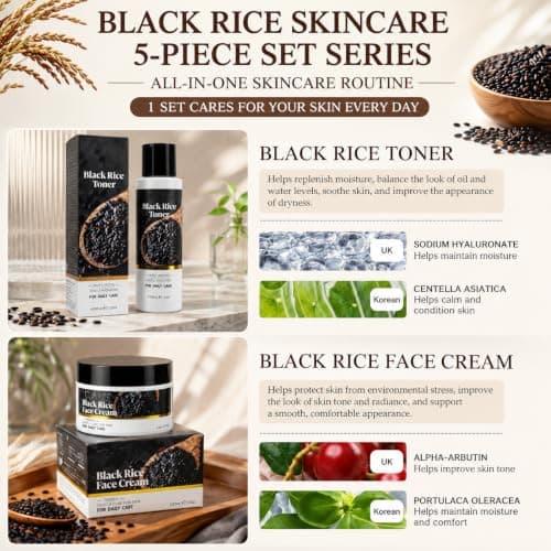 Black Rice Korean Skin Care Gift Set, 5 Piece Facial Routine for Women — view 3