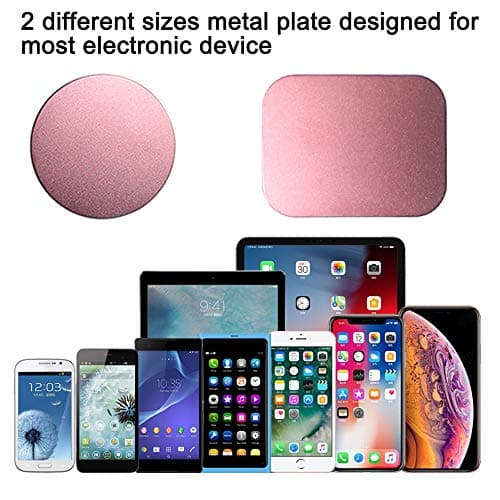 SENHAI 8 pcs Phone Car Mount Metal Plate with Adhesive for Magnetic Cradle-less Mount, 4 Rectangular and 4 Round - Black, Silver, Gold, Rose Red — view 5